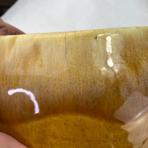 Vintage Retro Pottery Yellow Gold Drip Glaze Flower Pot Planter - Picture 9 of 11